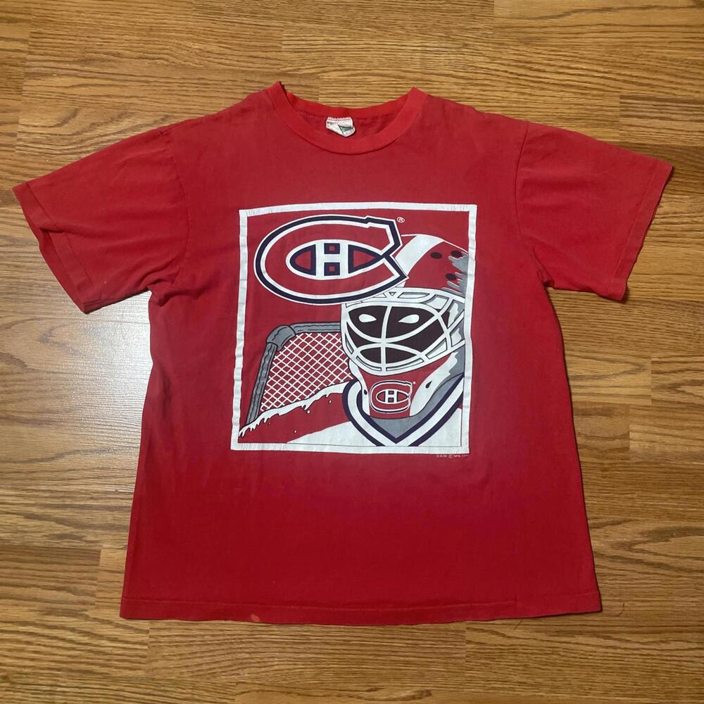 Vintage 1989 Montreal Canadiens Starter Red Single Stitch T-shirt S